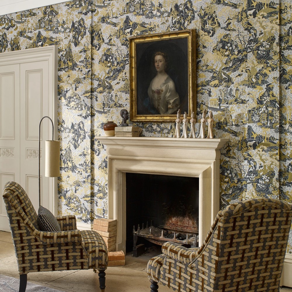 Avalonis Wallpaper Panel 313033 by Zoffany in Vine Black Gold